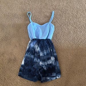 Charlotte Russe blue tie dye romper NWT